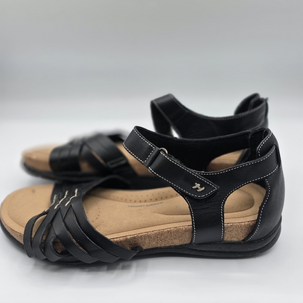 Clarks® Roseville Cove Women's Leather SandalsShoes Size 10 Black Cushioned - Picture 12 of 14
